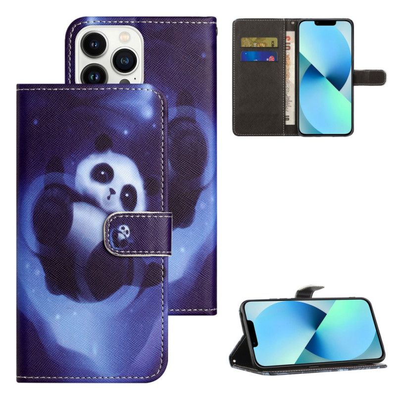 Flip Cover Til iPhone 16 Pro Max Space Panda Strap