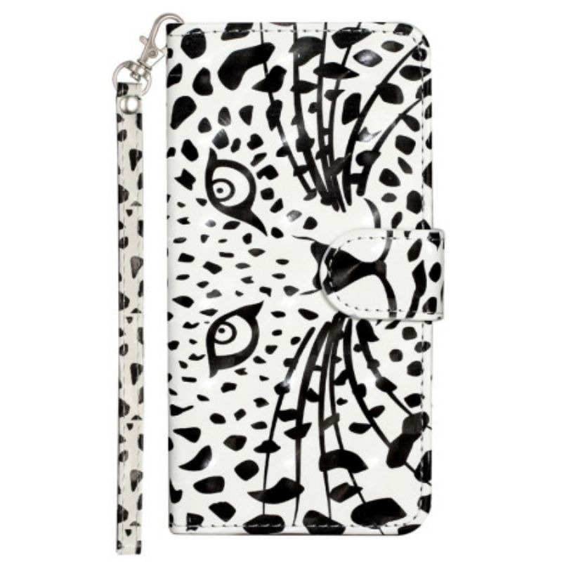 Læder Cover iPhone 16 Pro Max Leopardhoved Med Rem