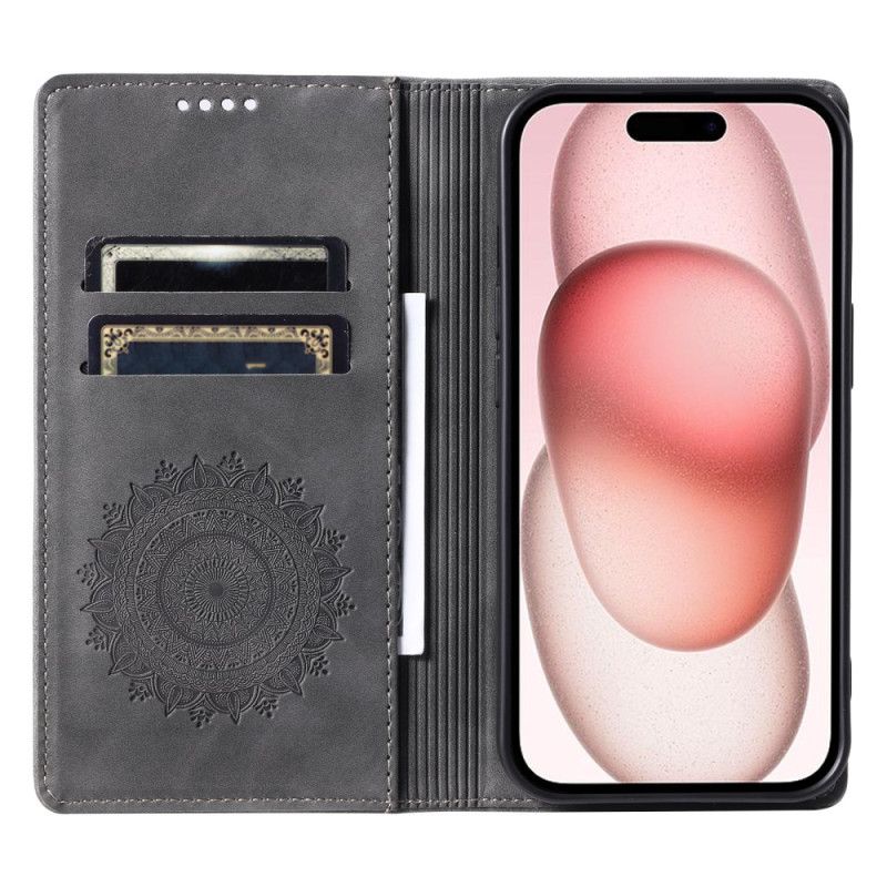 Læder Cover iPhone 16 Pro Max Mandala Ruskindseffekt