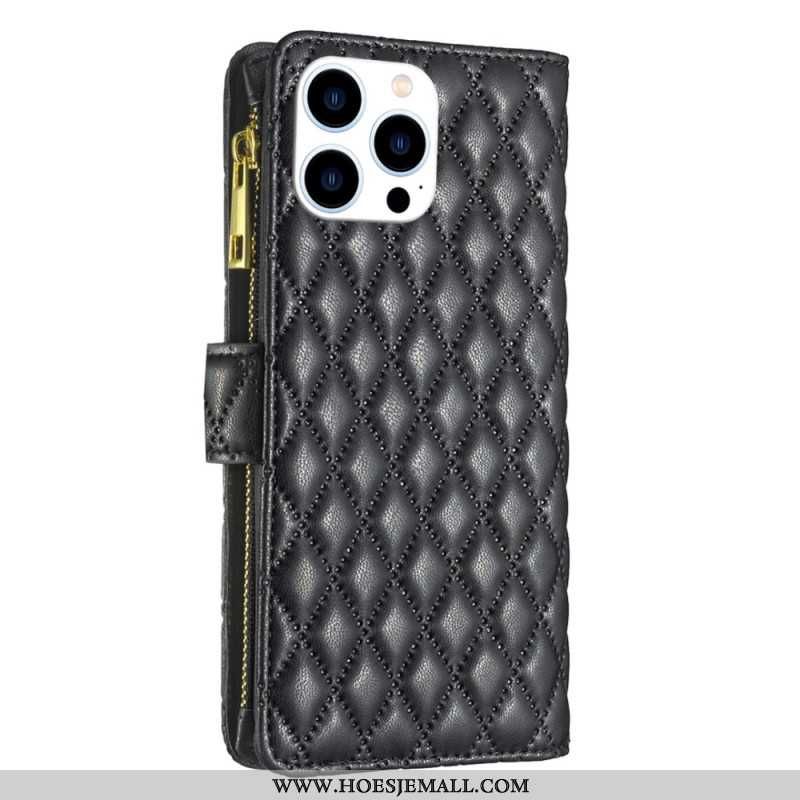 Læder Cover iPhone 16 Pro Max Telefon Etui Binfen Farve Quiltet Pung