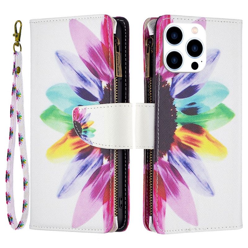 Læder Cover iPhone 16 Pro Max Telefon Etui Blomsterrems Tegnebog