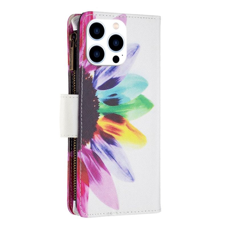 Læder Cover iPhone 16 Pro Max Telefon Etui Blomsterrems Tegnebog