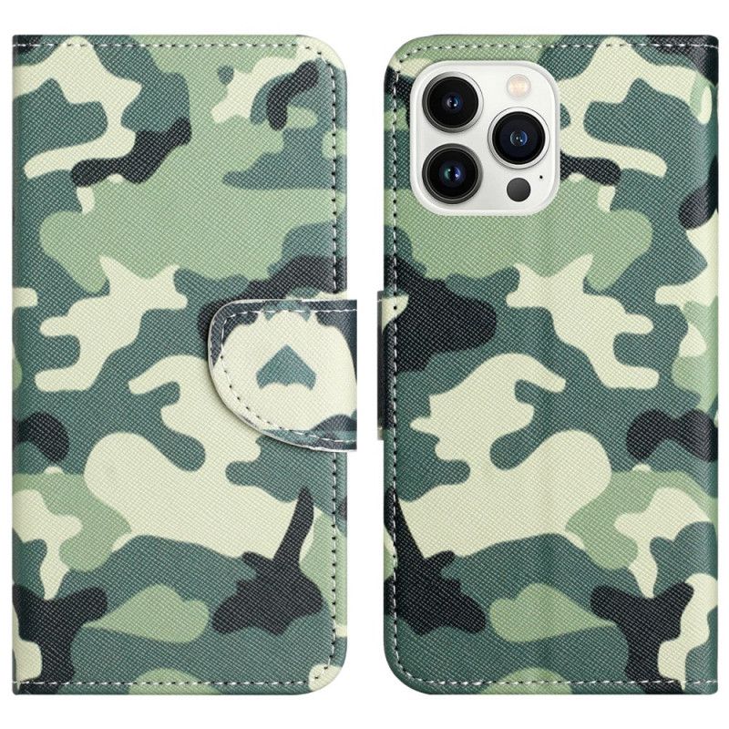 Læder Cover iPhone 16 Pro Max Telefon Etui Camouflage