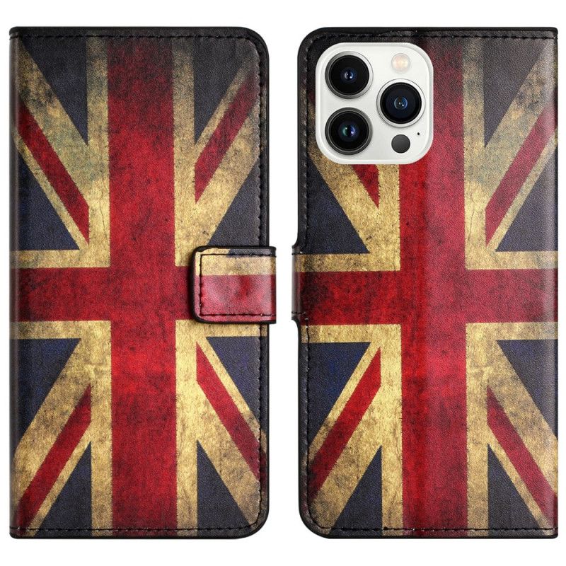 Læder Cover iPhone 16 Pro Max Union Jack Flag