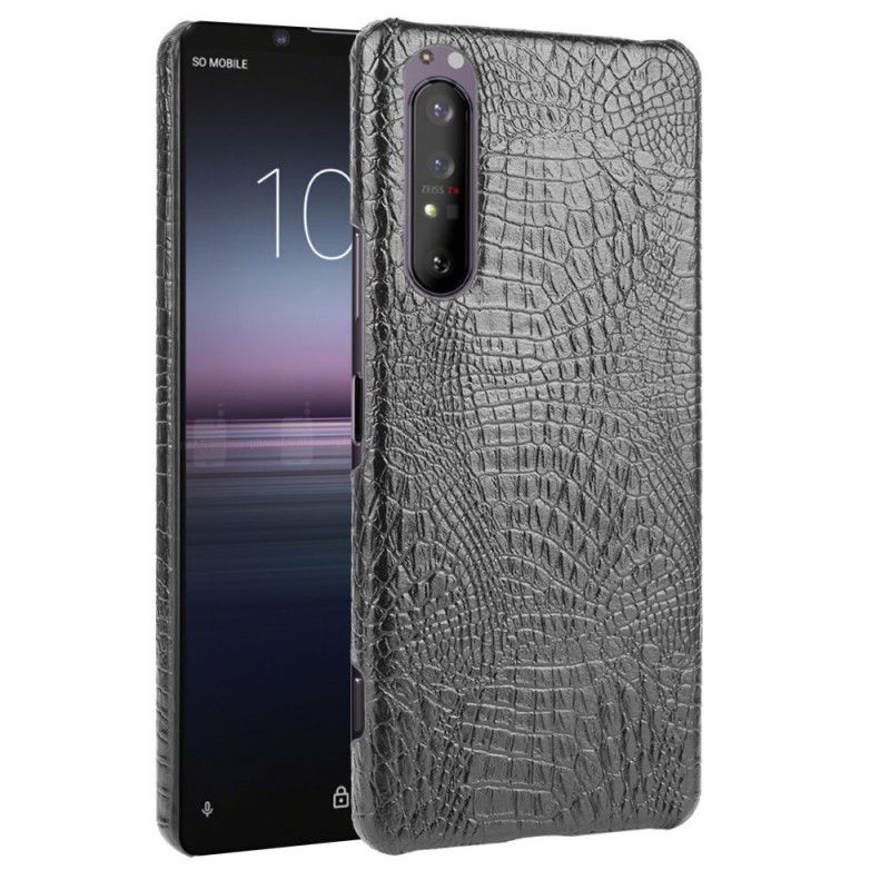 Cover Sony Xperia 1 II Sort Mobilcover Krokodillehudeffekt