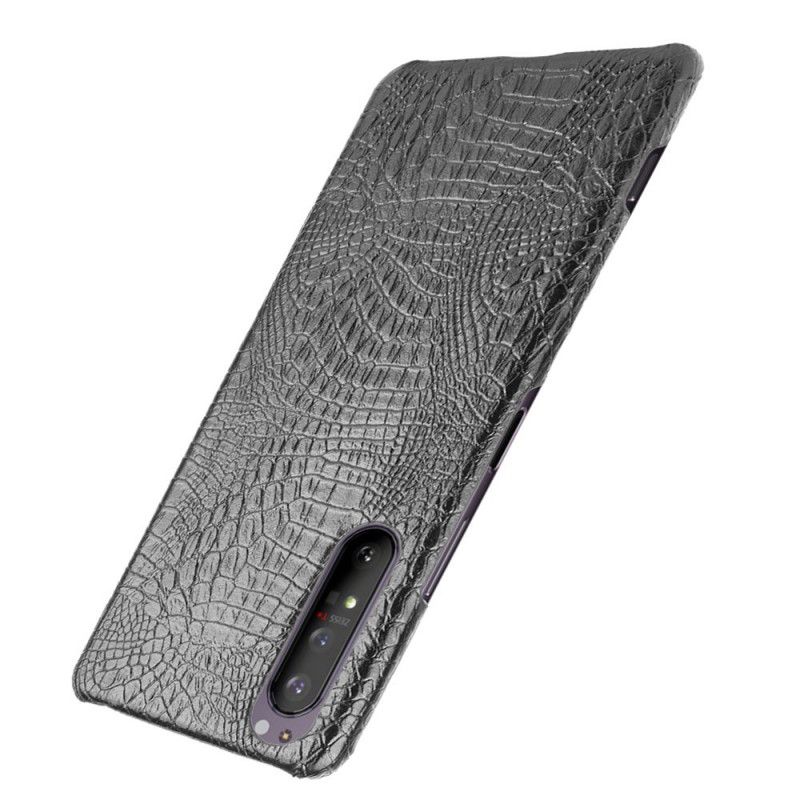 Cover Sony Xperia 1 II Sort Mobilcover Krokodillehudeffekt