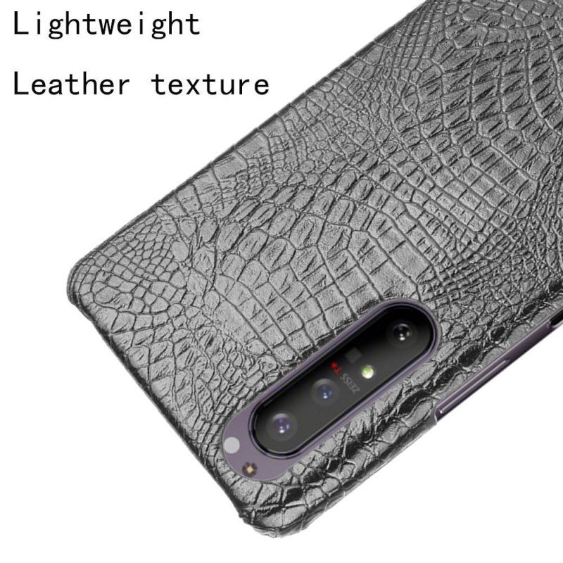 Cover Sony Xperia 1 II Sort Mobilcover Krokodillehudeffekt