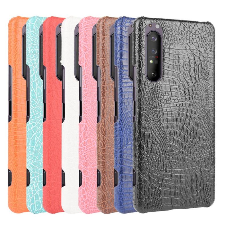 Cover Sony Xperia 1 II Sort Mobilcover Krokodillehudeffekt