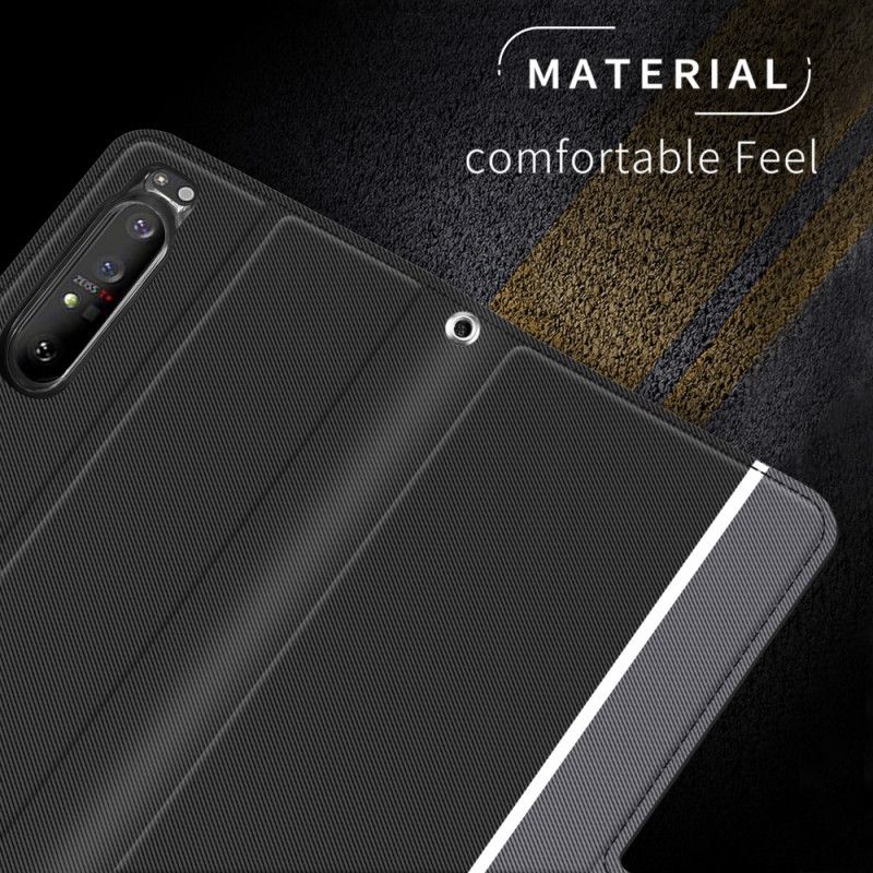 Flip Cover Læder for Sony Xperia 1 II Sort Tofarvet Baiyu-Serie