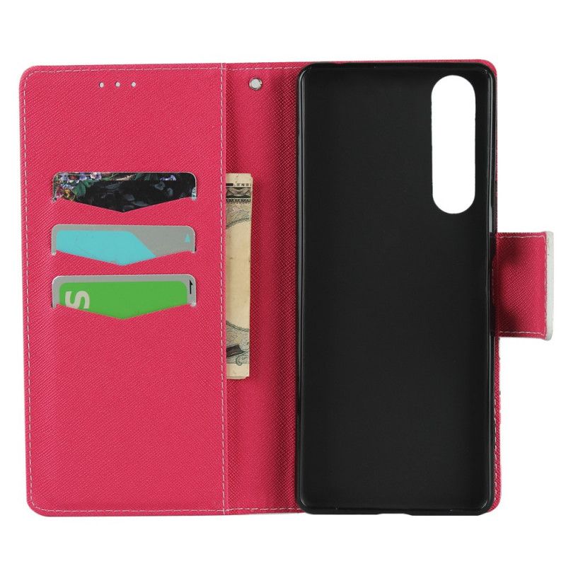 Flip Cover Læder Sony Xperia 1 II Magenta G-Streng Beskyttelse