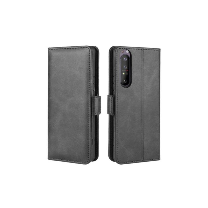 Flip Cover Læder Sony Xperia 1 II Sort Dobbelt Flap