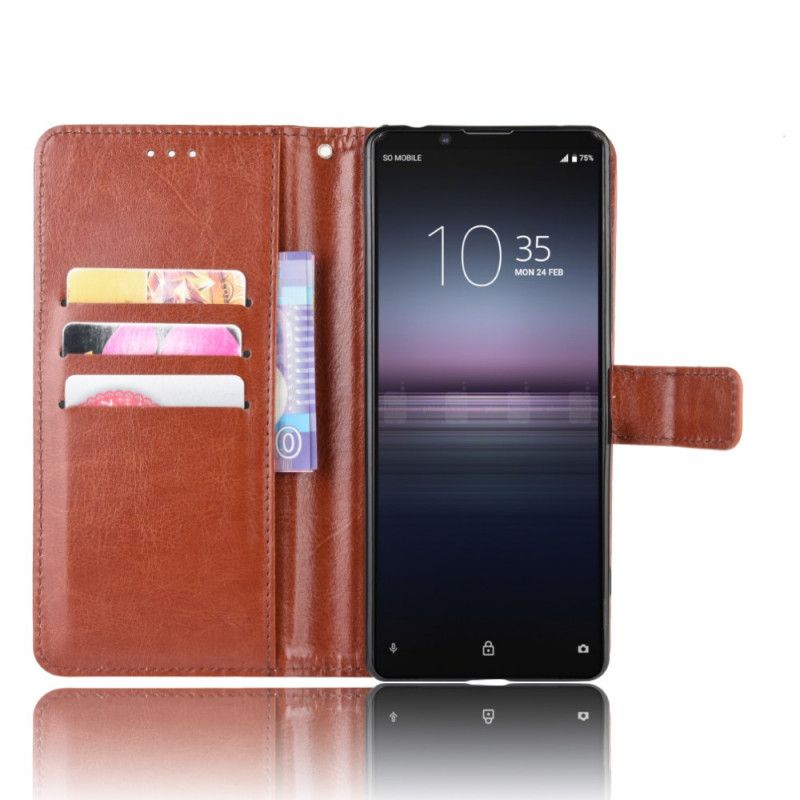 Flip Cover Læder Sony Xperia 1 II Sort Prangende Kunstlæder Original