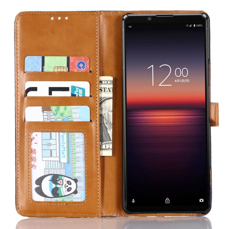 Flip Cover Sony Xperia 1 II Sort Mobilcover Oxford Stof