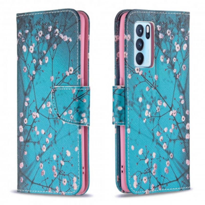 Flip Cover Oppo Reno 6 Pro 5g Blomstrende Grene