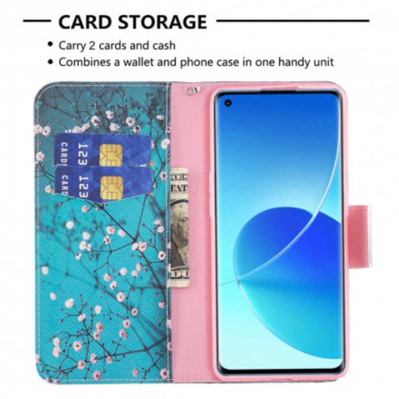 Flip Cover Oppo Reno 6 Pro 5g Blomstrende Grene