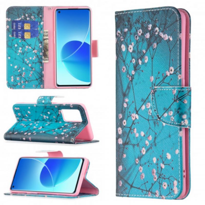 Flip Cover Oppo Reno 6 Pro 5g Blomstrende Grene