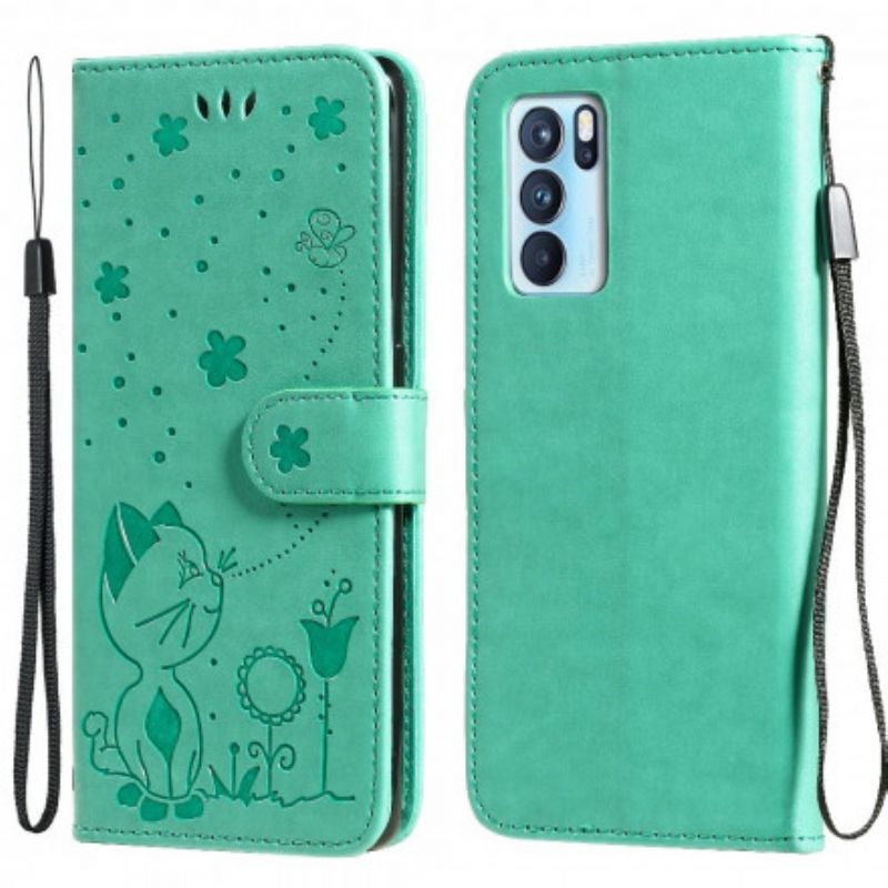 Flip Cover Oppo Reno 6 Pro 5g Cat And Bee Thong