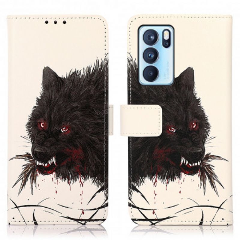 Flip Cover Oppo Reno 6 Pro 5g Hungry Wolf