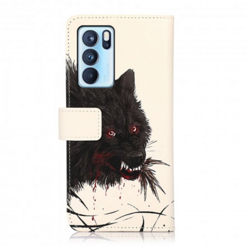 Flip Cover Oppo Reno 6 Pro 5g Hungry Wolf