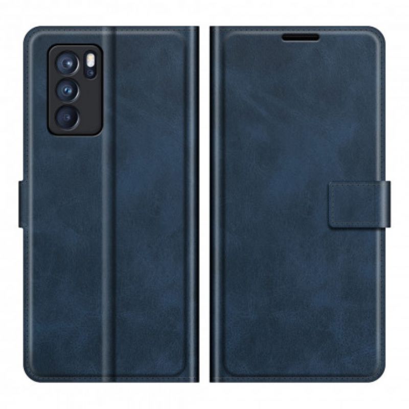 Flip Cover Oppo Reno 6 Pro 5g Slank Ekstrem Lædereffekt