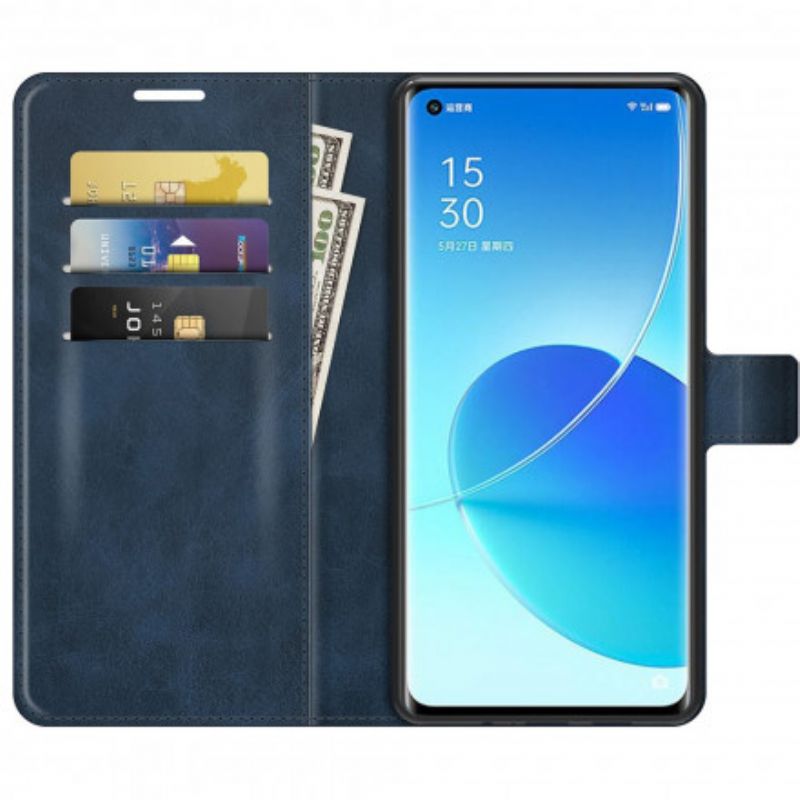 Flip Cover Oppo Reno 6 Pro 5g Slank Ekstrem Lædereffekt