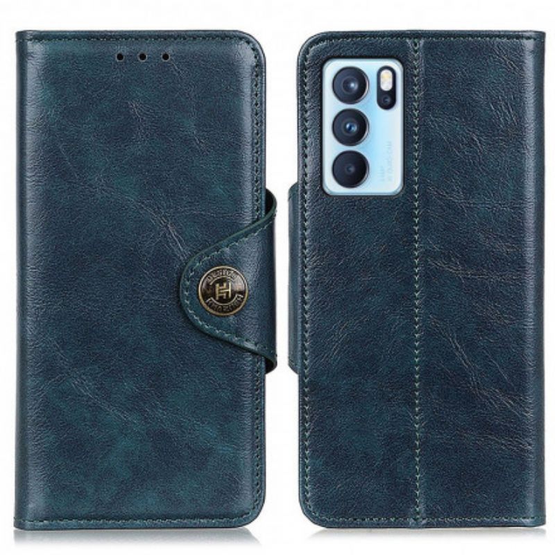 Flip Cover Oppo Reno 6 Pro 5g Vintage Imiteret Læderknap