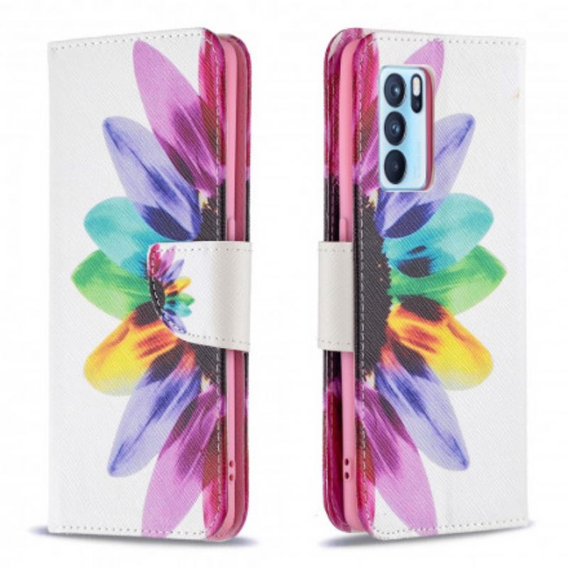 Flip Cover Til Oppo Reno 6 Pro 5g Blomsterakvarel