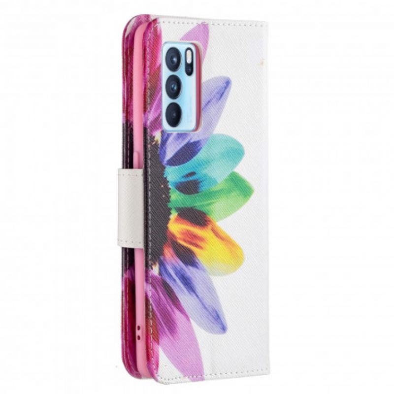 Flip Cover Til Oppo Reno 6 Pro 5g Blomsterakvarel