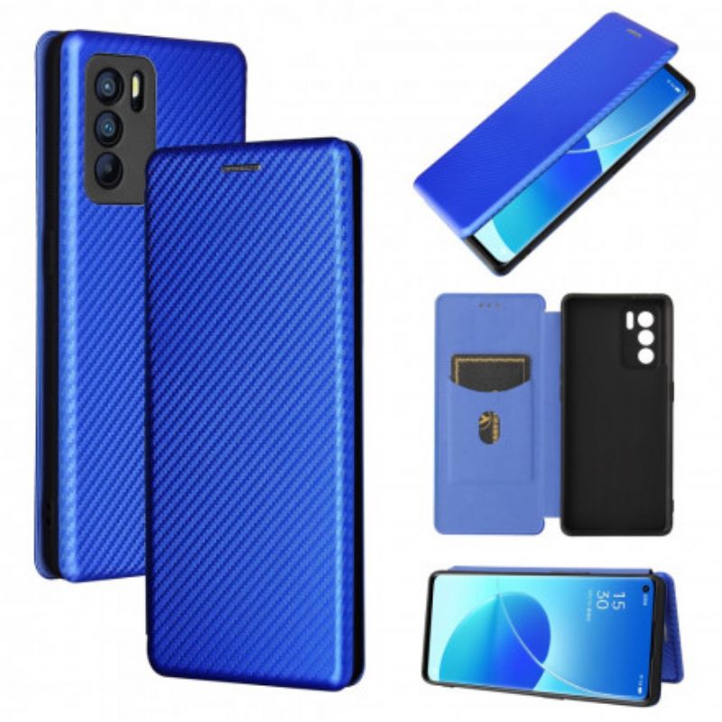 Flip Cover Til Oppo Reno 6 Pro 5g Farvet Carbon Silikone