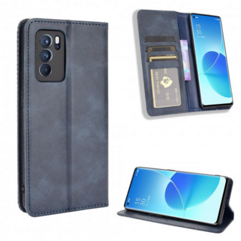 Læder Cover Oppo Reno 6 Pro 5g Telefon Etui Stiliseret Vintage Lædereffekt