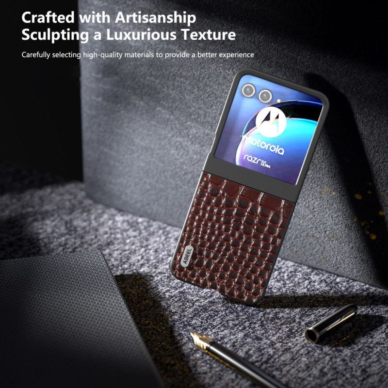 Cover Motorola Razr 50 Abeel Crocodile Style Læder