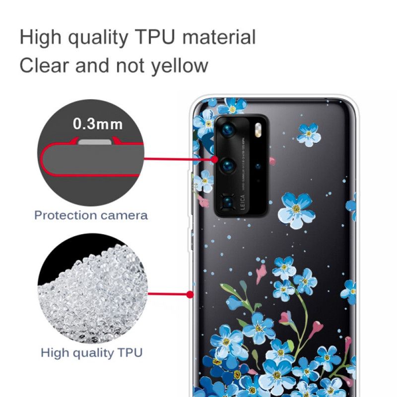 Cover for Huawei P40 Pro Buket Blå Blomster