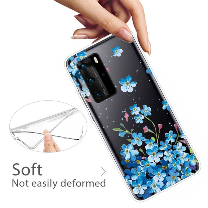 Cover for Huawei P40 Pro Buket Blå Blomster