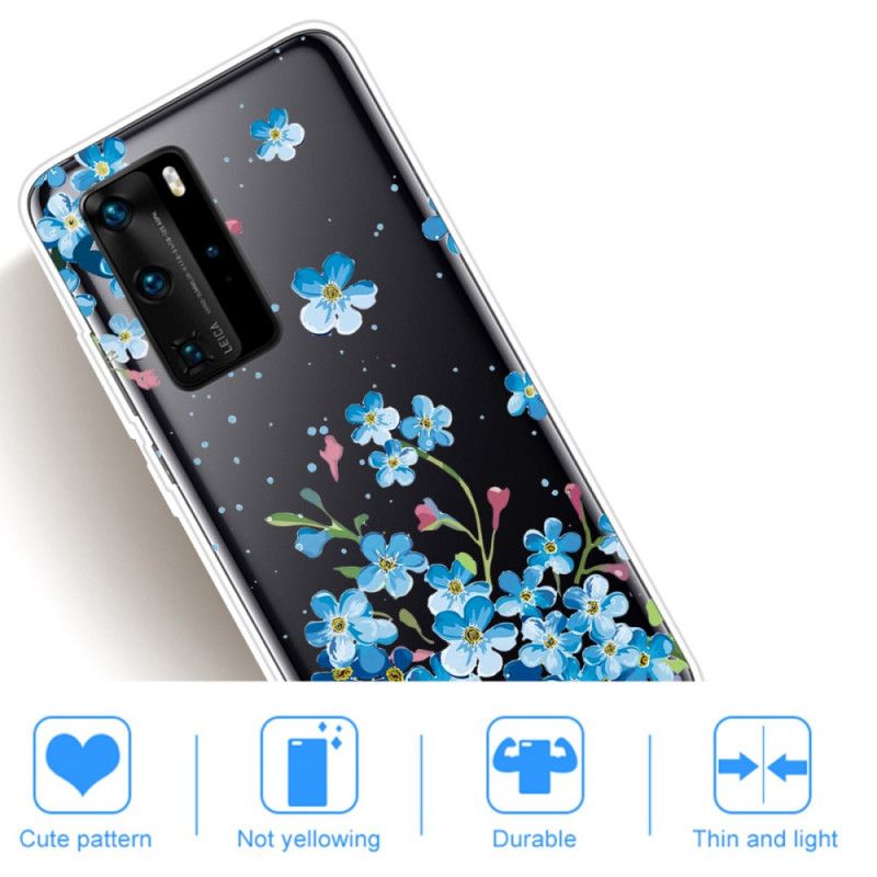 Cover for Huawei P40 Pro Buket Blå Blomster