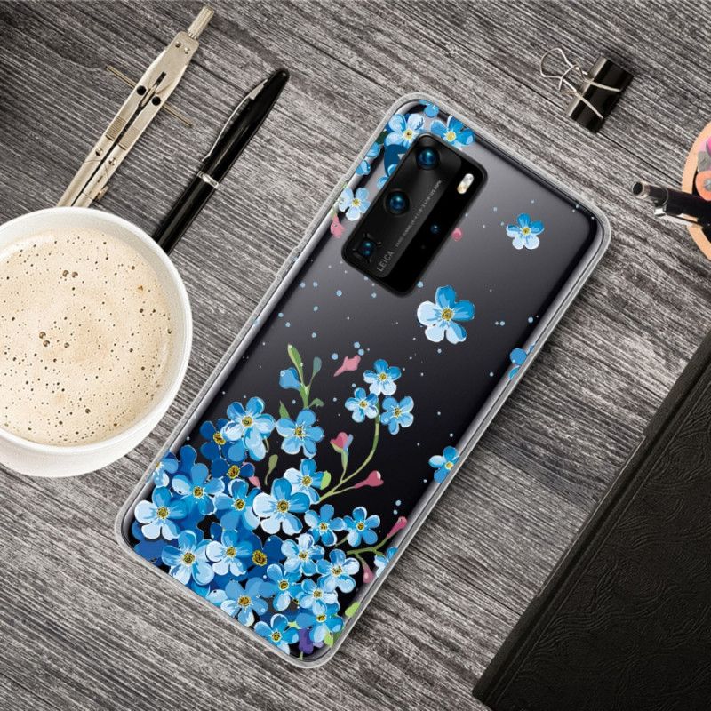 Cover for Huawei P40 Pro Buket Blå Blomster