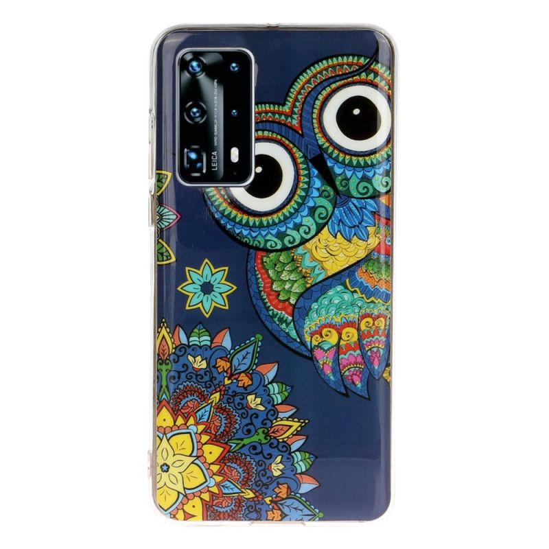 Cover for Huawei P40 Pro Fluorescerende Mandala Ugle