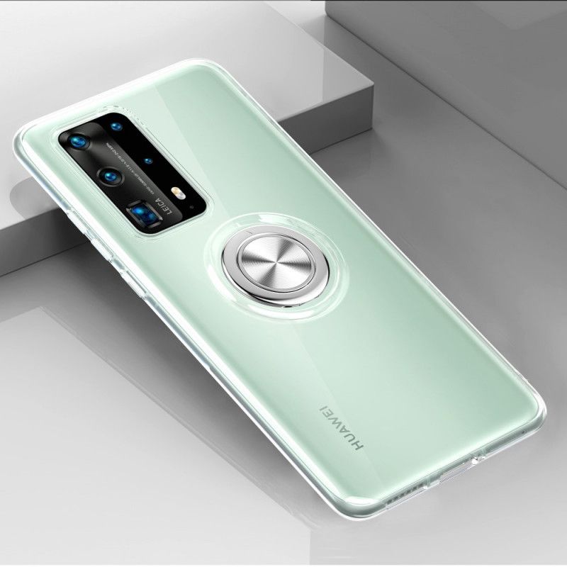 Cover for Huawei P40 Pro Gennemsigtig Silikone Metal Roterende Ring