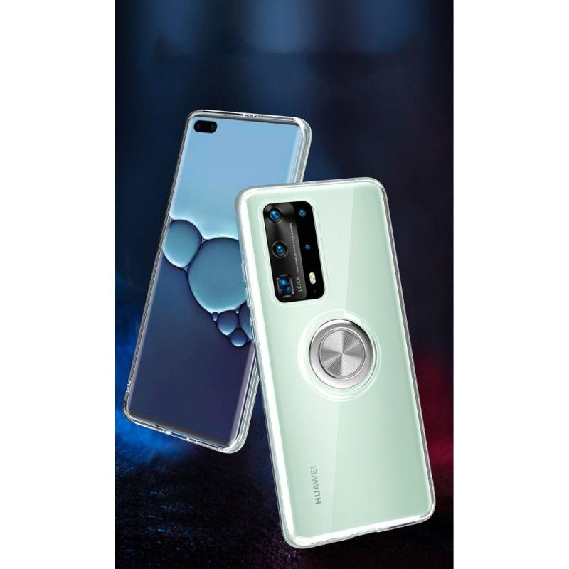 Cover for Huawei P40 Pro Gennemsigtig Silikone Metal Roterende Ring