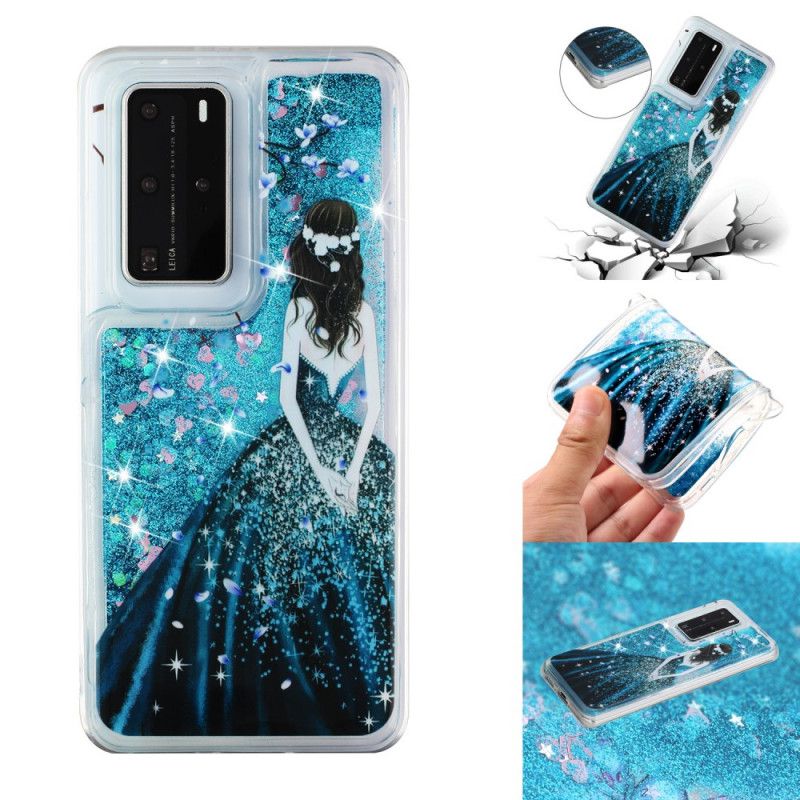 Cover for Huawei P40 Pro Kvinde Med Glitter