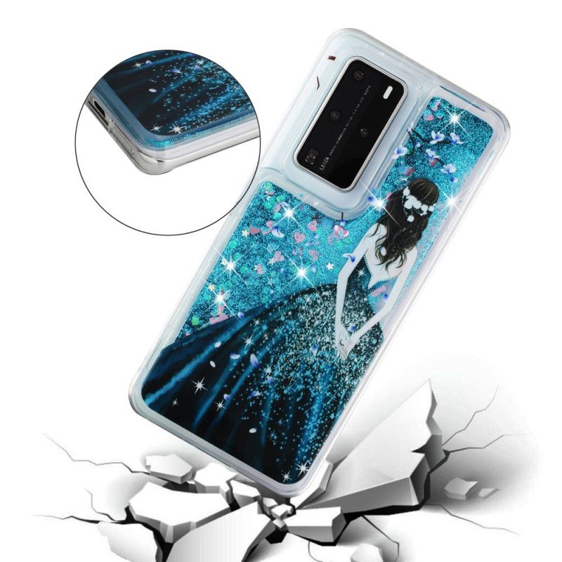 Cover for Huawei P40 Pro Kvinde Med Glitter