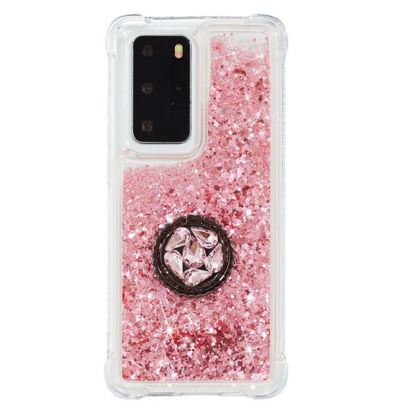 Cover for Huawei P40 Pro Magenta Ringholder Pailletter