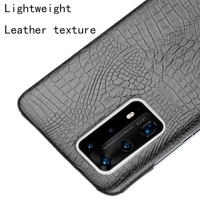 Cover for Huawei P40 Pro Sort Krokodillehudeffekt