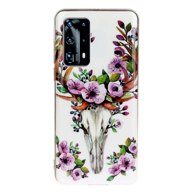 Cover Huawei P40 Pro Fluorescerende Blomstret Elg Original