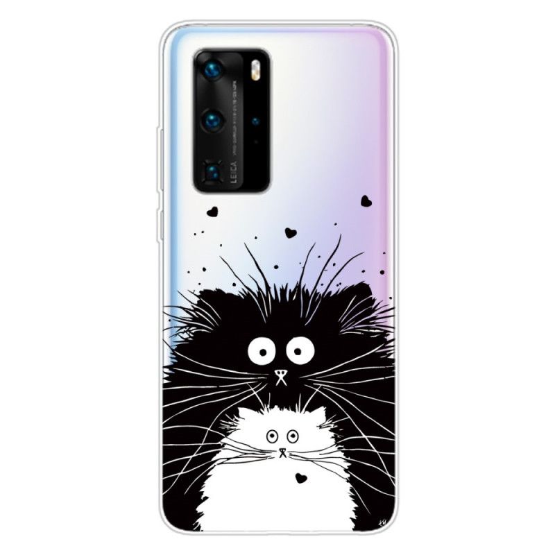 Cover Huawei P40 Pro Gennemsigtige Overraskede Katte