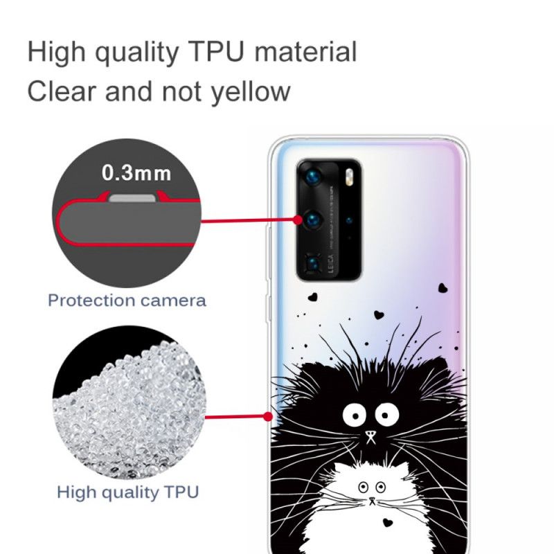 Cover Huawei P40 Pro Gennemsigtige Overraskede Katte