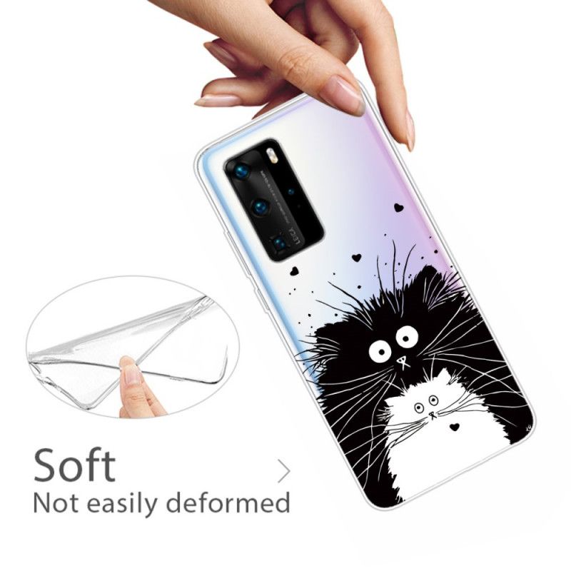 Cover Huawei P40 Pro Gennemsigtige Overraskede Katte