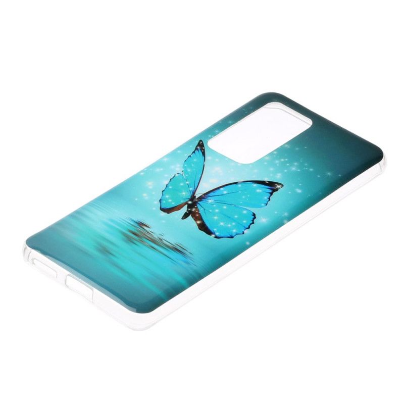 Cover Huawei P40 Pro Mobilcover Fluorescerende Blå Sommerfugl