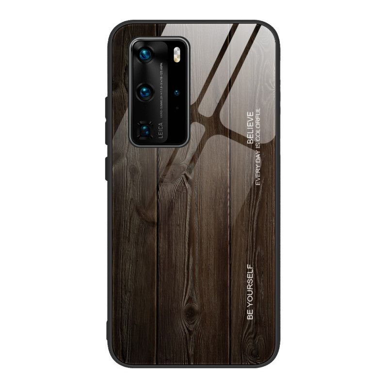 Cover Huawei P40 Pro Sort Hærdet Trædesignglas