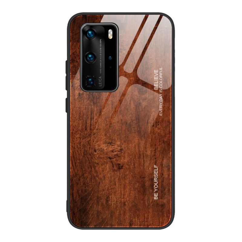 Cover Huawei P40 Pro Sort Hærdet Trædesignglas