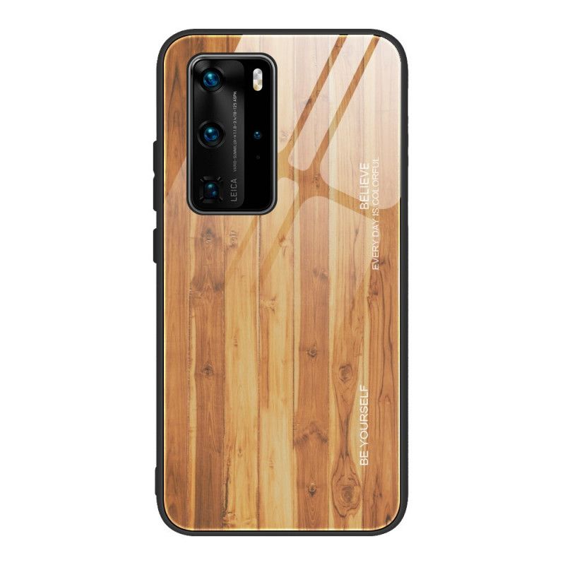 Cover Huawei P40 Pro Sort Hærdet Trædesignglas